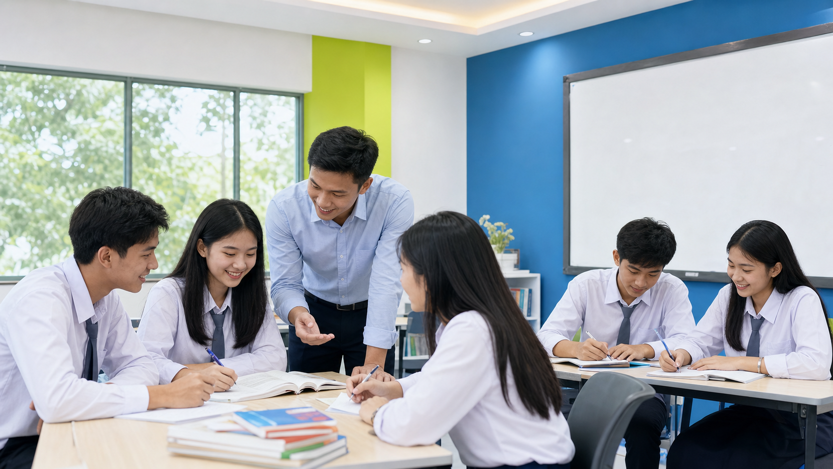 Siswa belajar bersama mentor di kelas Progress IDN