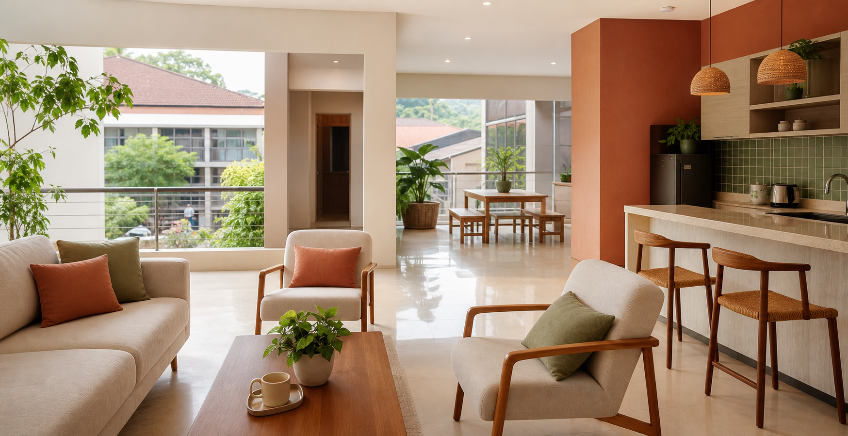 Area lounge dan dapur bersama Rumah Teduh